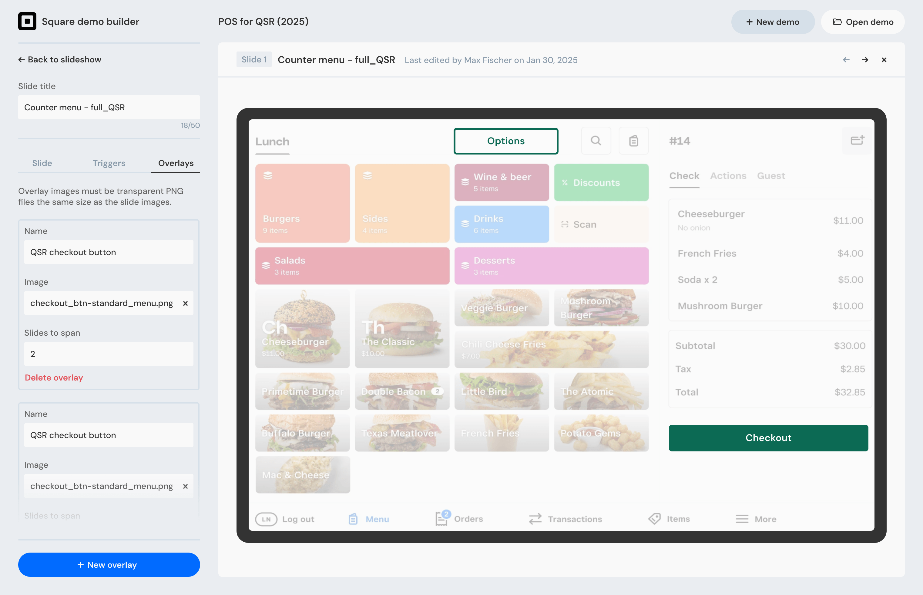 square demo builder - overlays