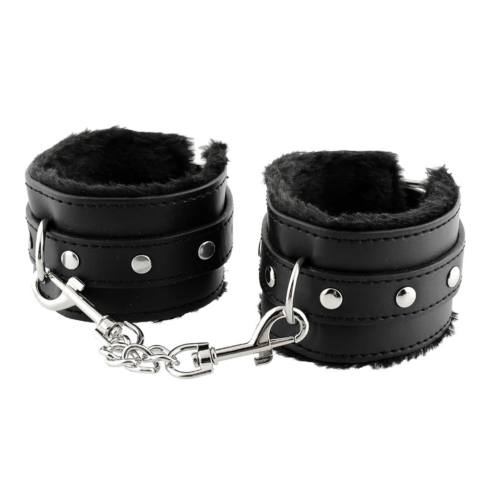 fluffy bondage handcuffs with chain