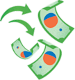 Illustration of arrows pointing to paper money fluttering in the air.