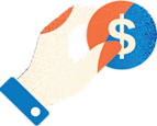 Illustration of a hand holding a coin.