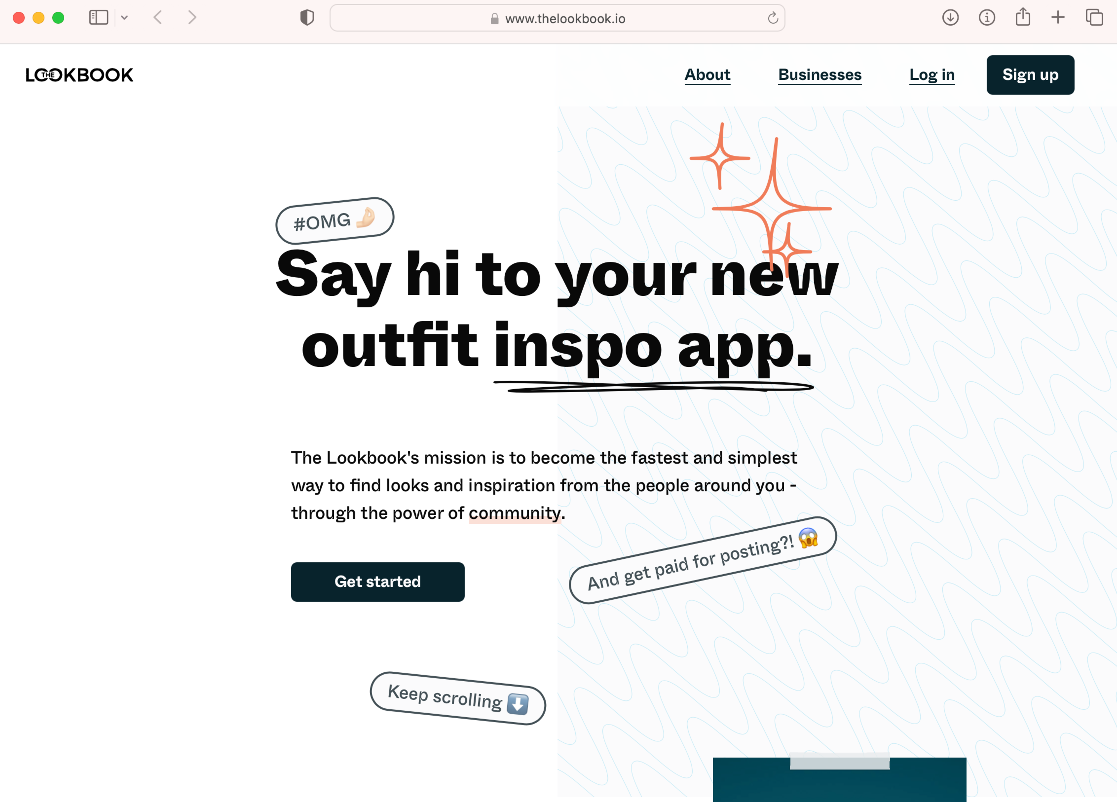 The Lookbook Landing Page Screenshot