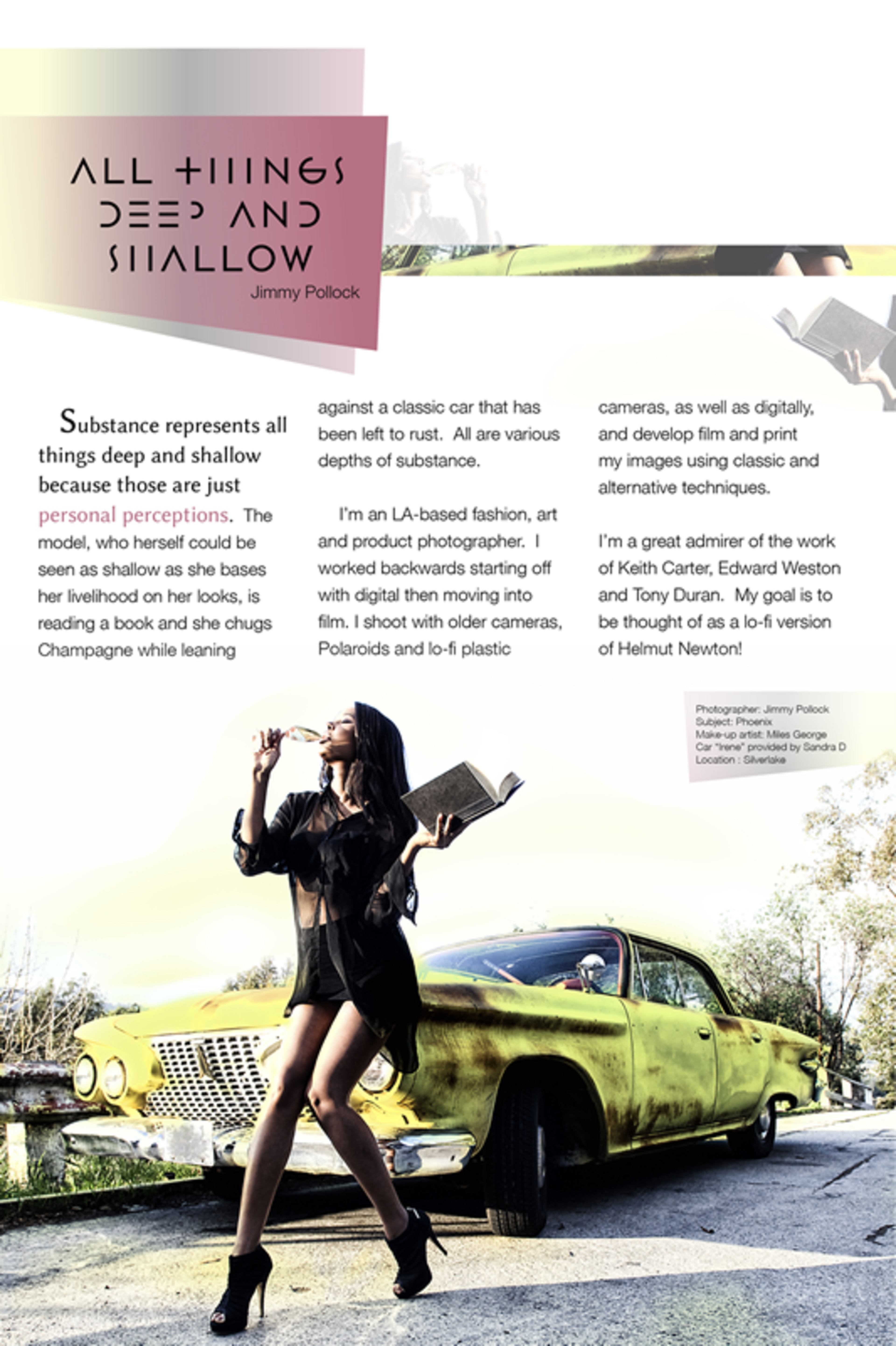 Issue 2 Feature Spread – “All Things Deep and Shallow” Photography: Jimmy Pollock