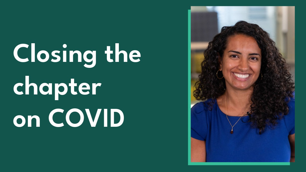 Image includes a photo of Commission Market and Regulatory Insight Senior Manager Rab Grewal alongside the blog title - 'Closing the chapter on COVID'
