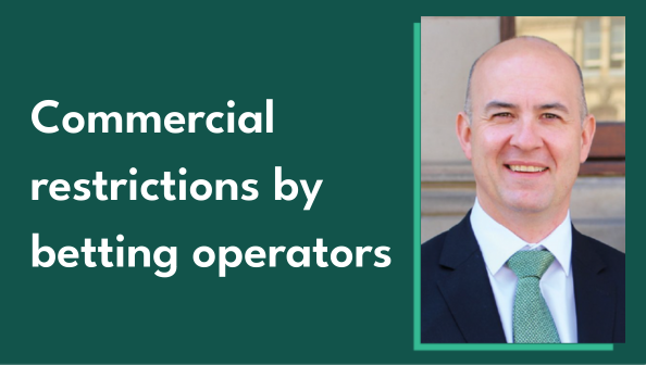 Image of Gambling Commission CEO Andrew Rhodes alongside the blog title