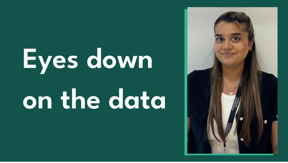 Photo of Senior Research and Statistics Analyst Amandeep Manku alongside the blog title - 'Eyes down on the data'
