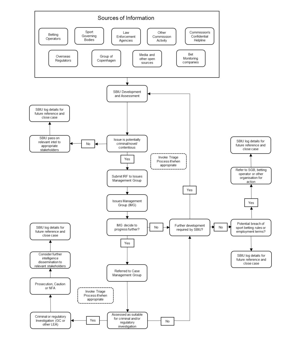 This flow chart sets out how a case progresses and the decision making processes.