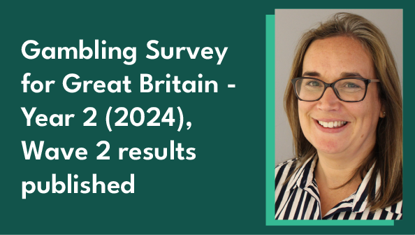 Photo of Gambling Commission Head of Statistics, Helen Bryce, alongside the blog title 'Gambling Survey for Great Britain - Year 2 (2024), Wave 2 results published'