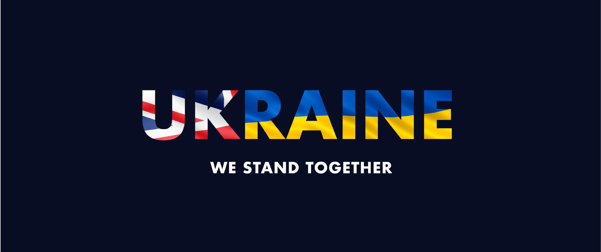Image showing the word 'Ukraine' with the UK and Ukrainian flags merged