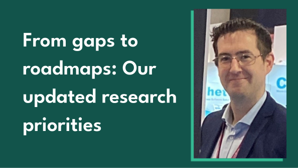 Photo of Gambling Commission Head of Evidence Assurance and Evaluation David Taylor alongside text of the blog title - From gaps to roadmaps Our updated research priorities
