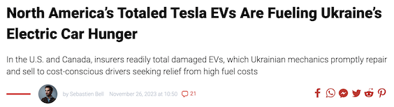 EV car article screenshot