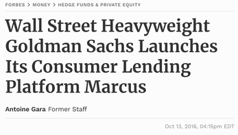 Goldman Sachs consumer lending platform headline