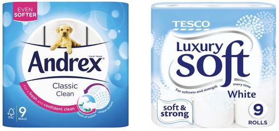 Andrex vs Tesco own brand toilet paper