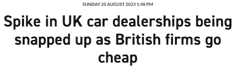 Car dealerships spike headline