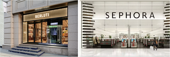 Berluti and Sephora store front photos