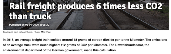 Freight train vs trucks CO2 headline