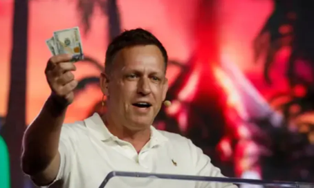 Peter Thiel holding money photo