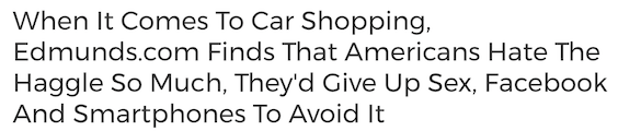 People don't like car shopping headline