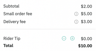 Deliveroo fees from order photo