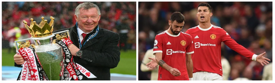 Alex Ferguson, Bruno Fernandes and Ronaldo photos