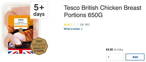 Tesco chicken price