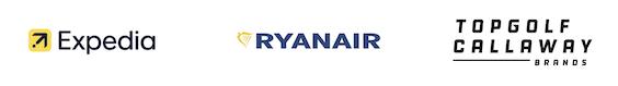 Expedia, Ryanair and Topgolf Callaway logos