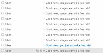Uber free ride emails