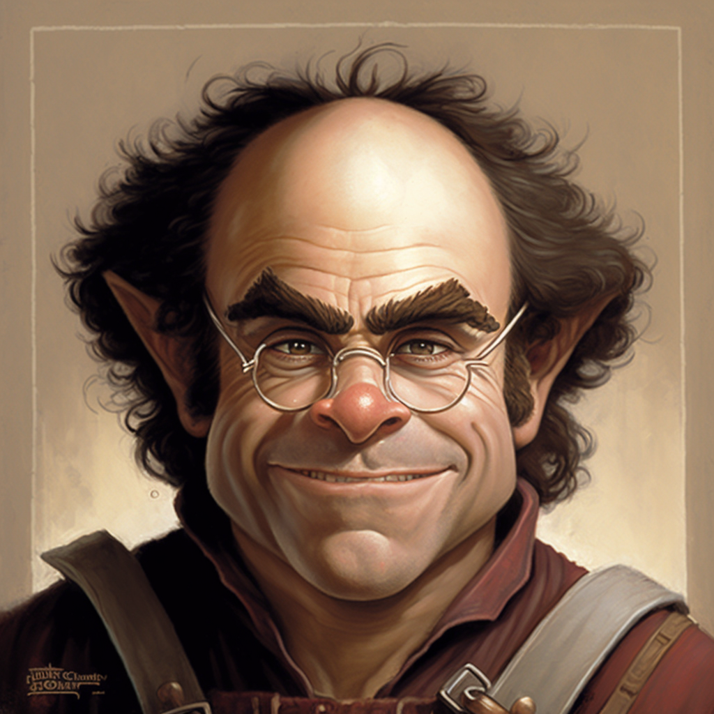 Portrait of a halfling rogue who looks a bit like Danny DeVito