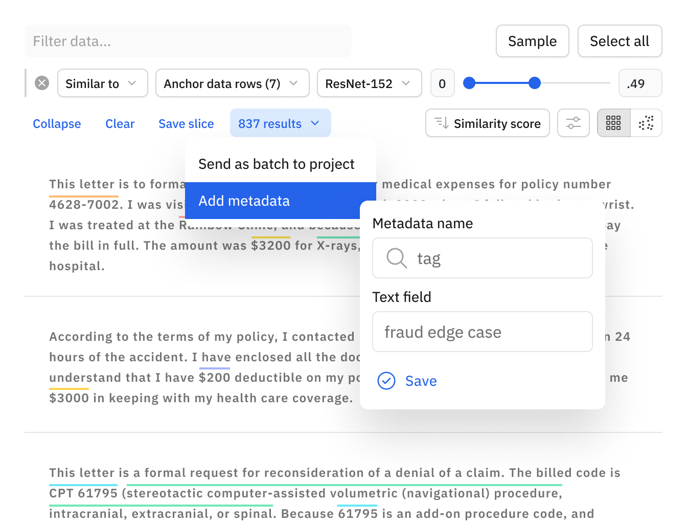 Automatic mine and classify data ﻿that matches the criteria