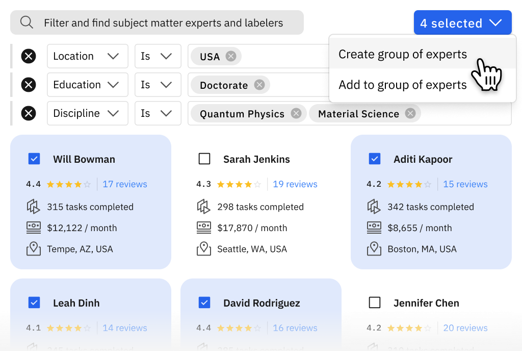 Curate world-class human data teams