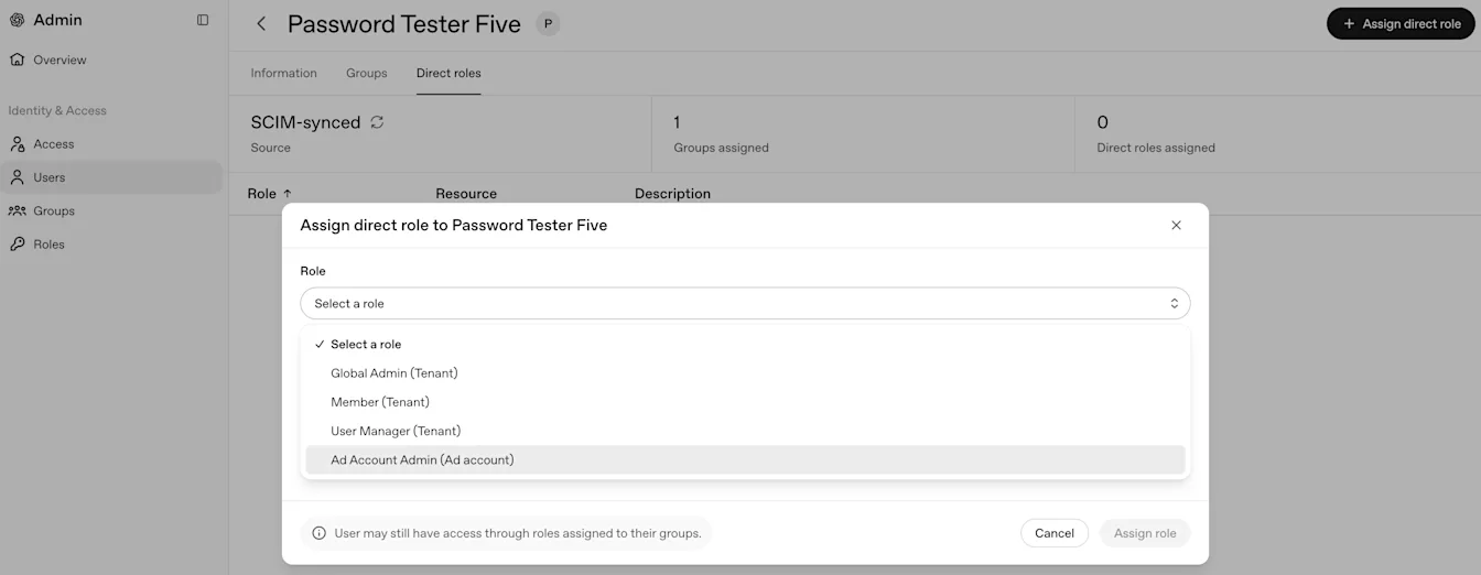 Cloud Console M2 - Assign role to user