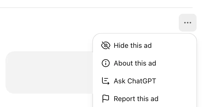 Ad options menu with Report this ad action visible