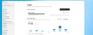 Monthly usage meter showing the used and remaining allowance for the current period.