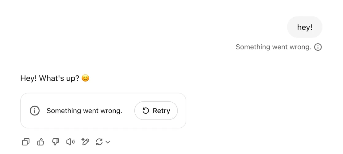 ChatGPT conversation with a failed response and Retry button