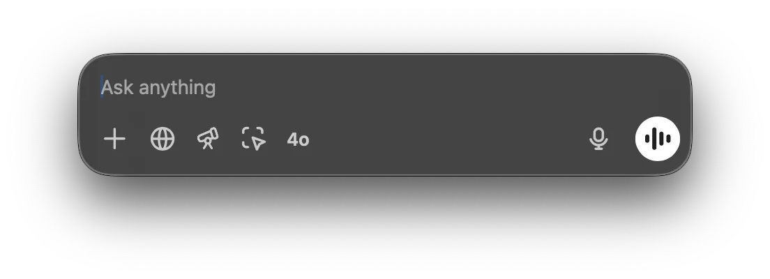 Chat Bar input field with Ask anything placeholder and voice mode button