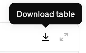 Download table button in ChatGPT Data Analysis