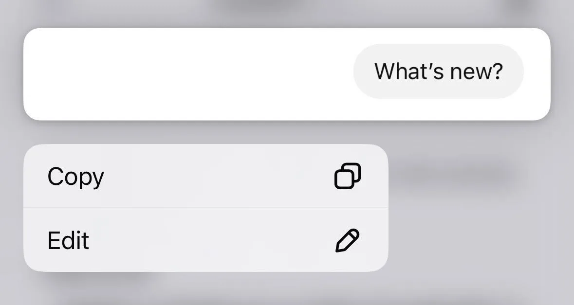 What’s new? prompt with a context menu offering Copy and Edit