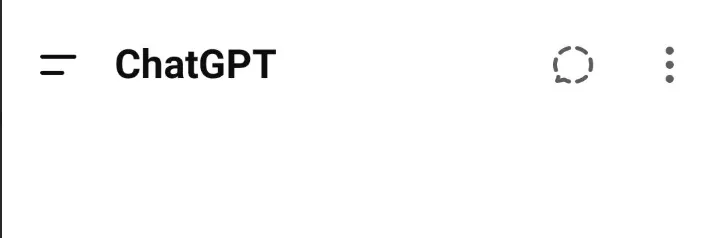 ChatGPT Android app top bar with the menu icon used to open chat history