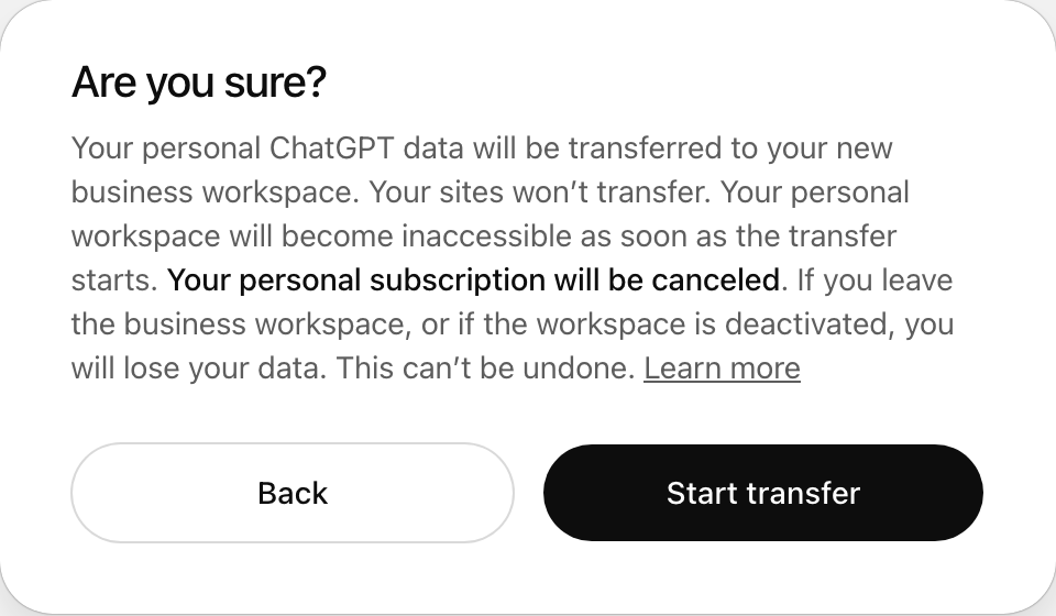 To export more data, upgrade to a Business subscription plan. Migrating your personal workspace ChatGPT or Enterprise feed-agegroup-adult