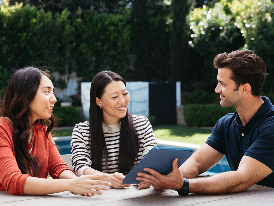 Sales representative with homeowners
