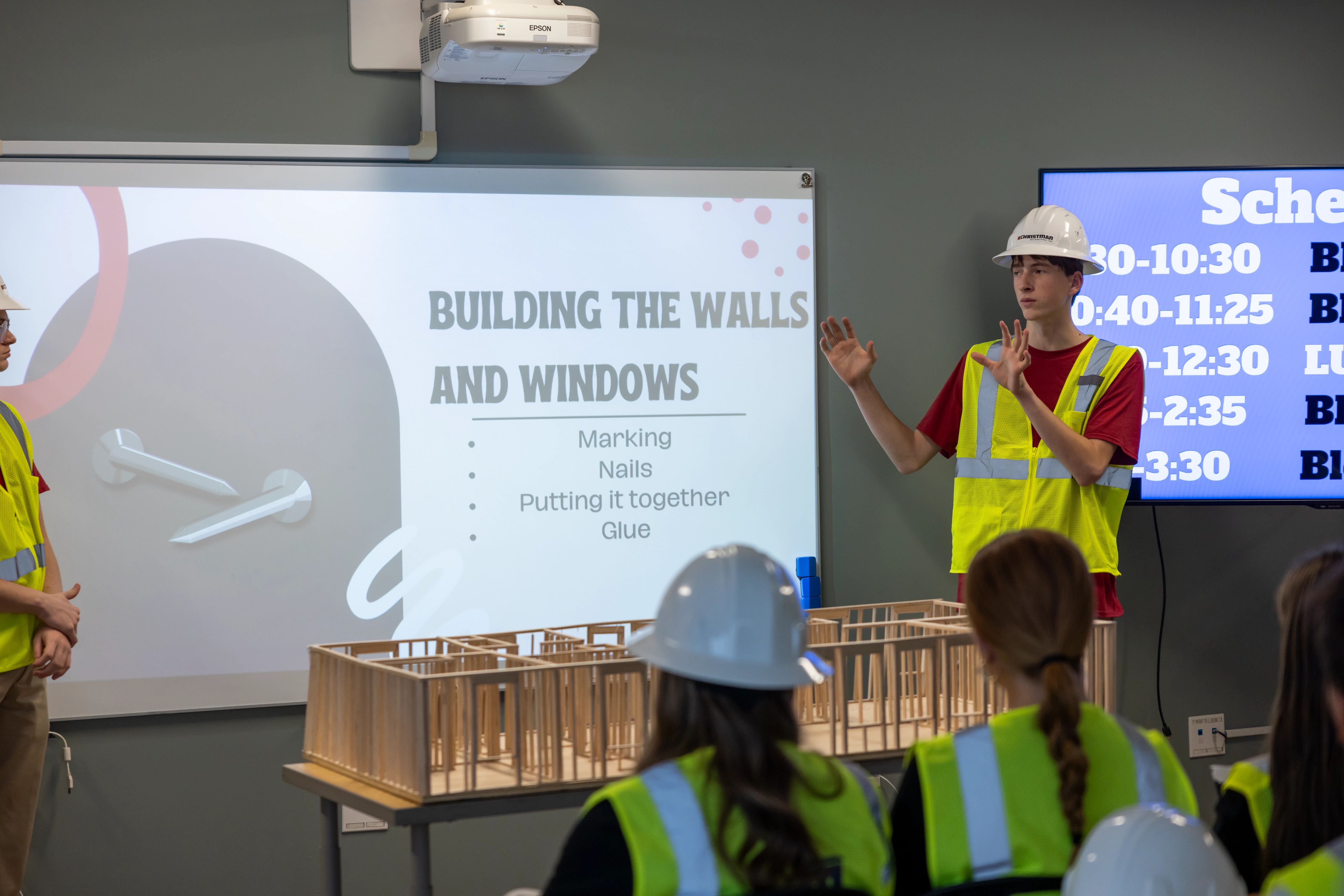 A Clayton-Bradley student gives his team's final presentation