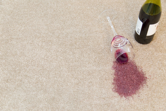 Red wine spill on a carpet