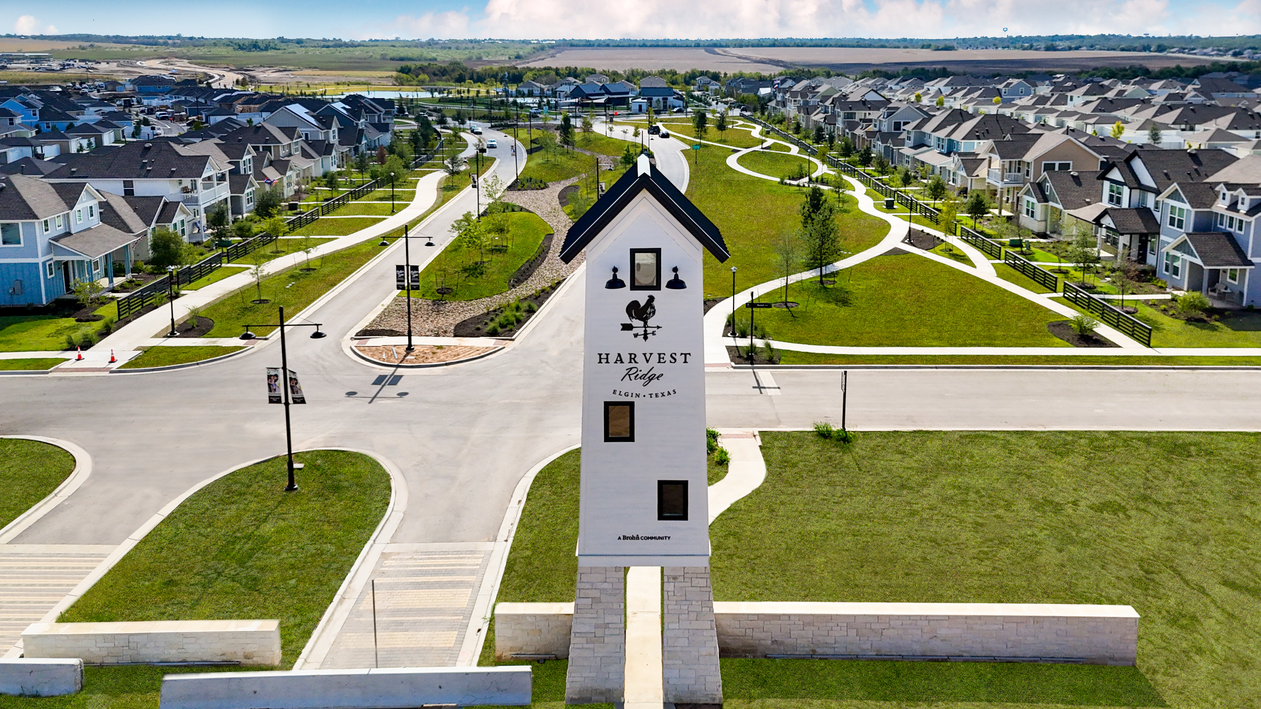 Brohn Homes aerial of signage