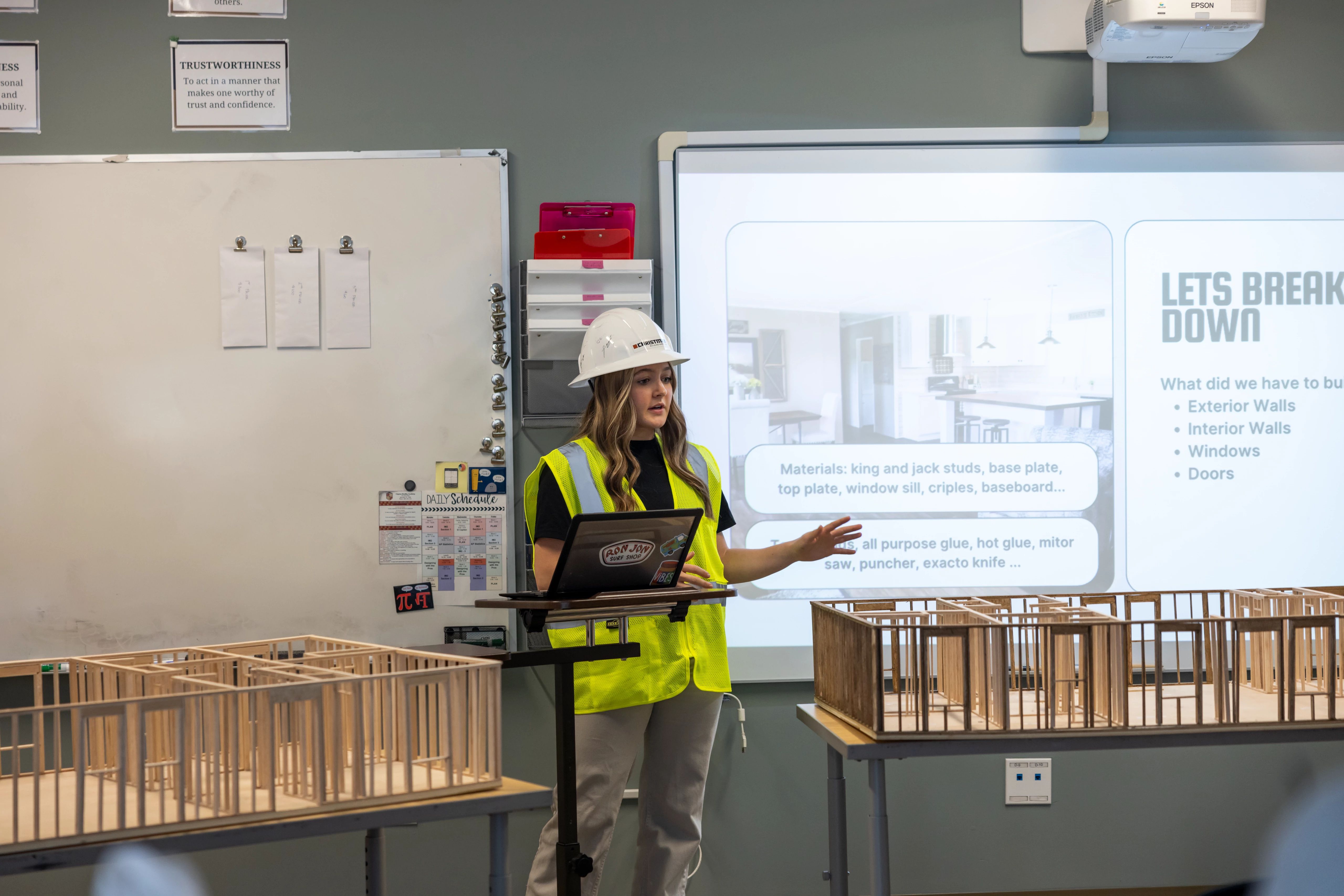 A Clayton-Bradley student gives her team's final presentation