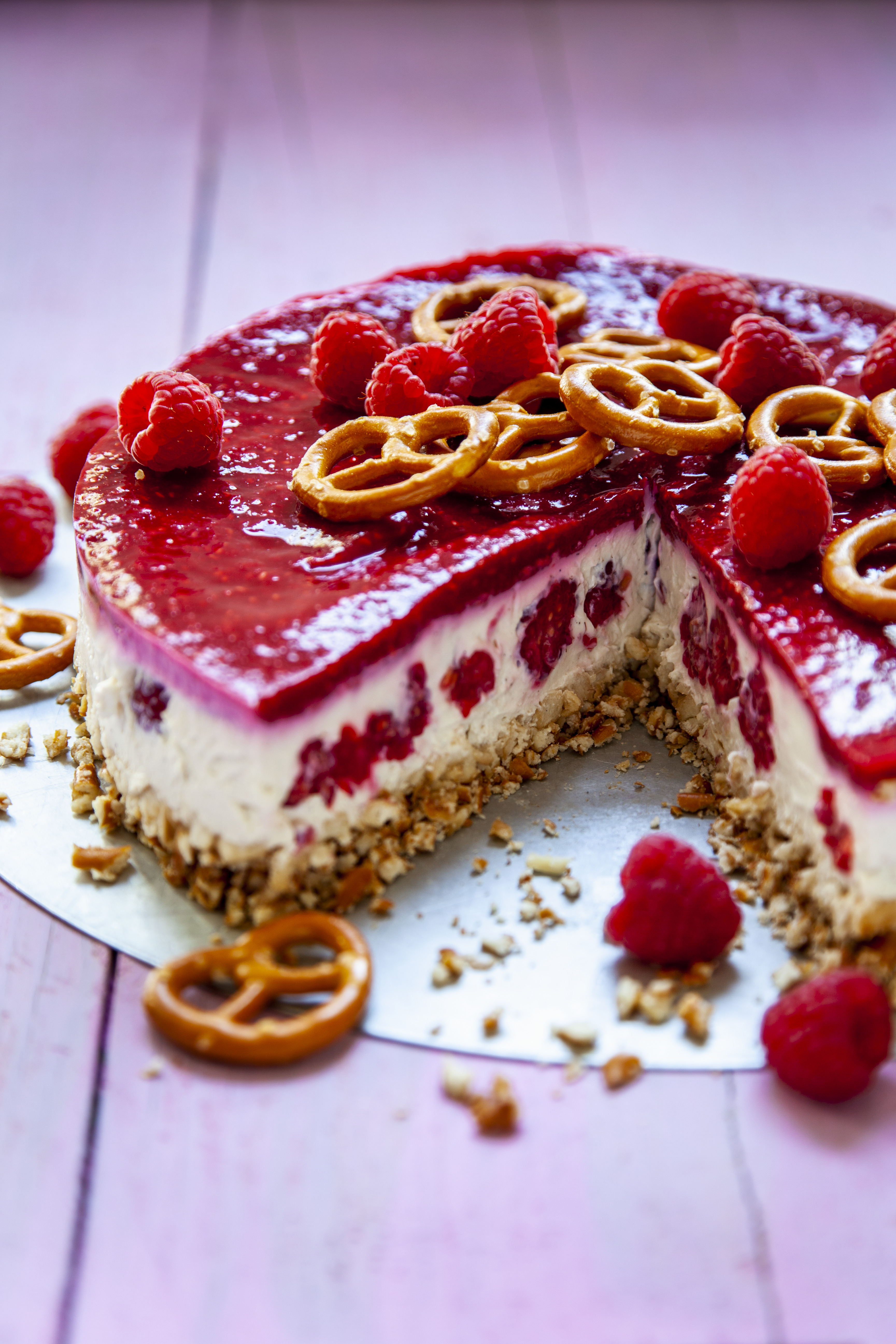 Raspberry Pretzel Pie