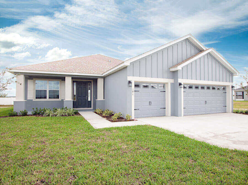 Gray one-story Highland Homes home with white columns