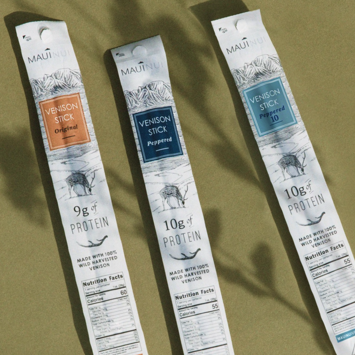 Maui Nui Venison Sticks | 10g Protein, 60 Calories | Wild Venison
