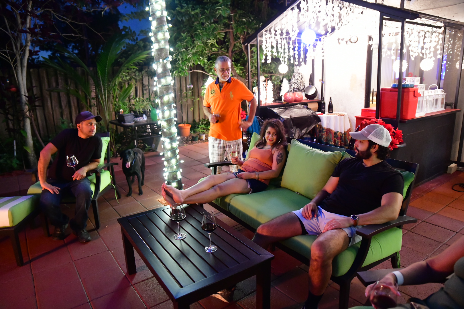 Talking and having some wine 