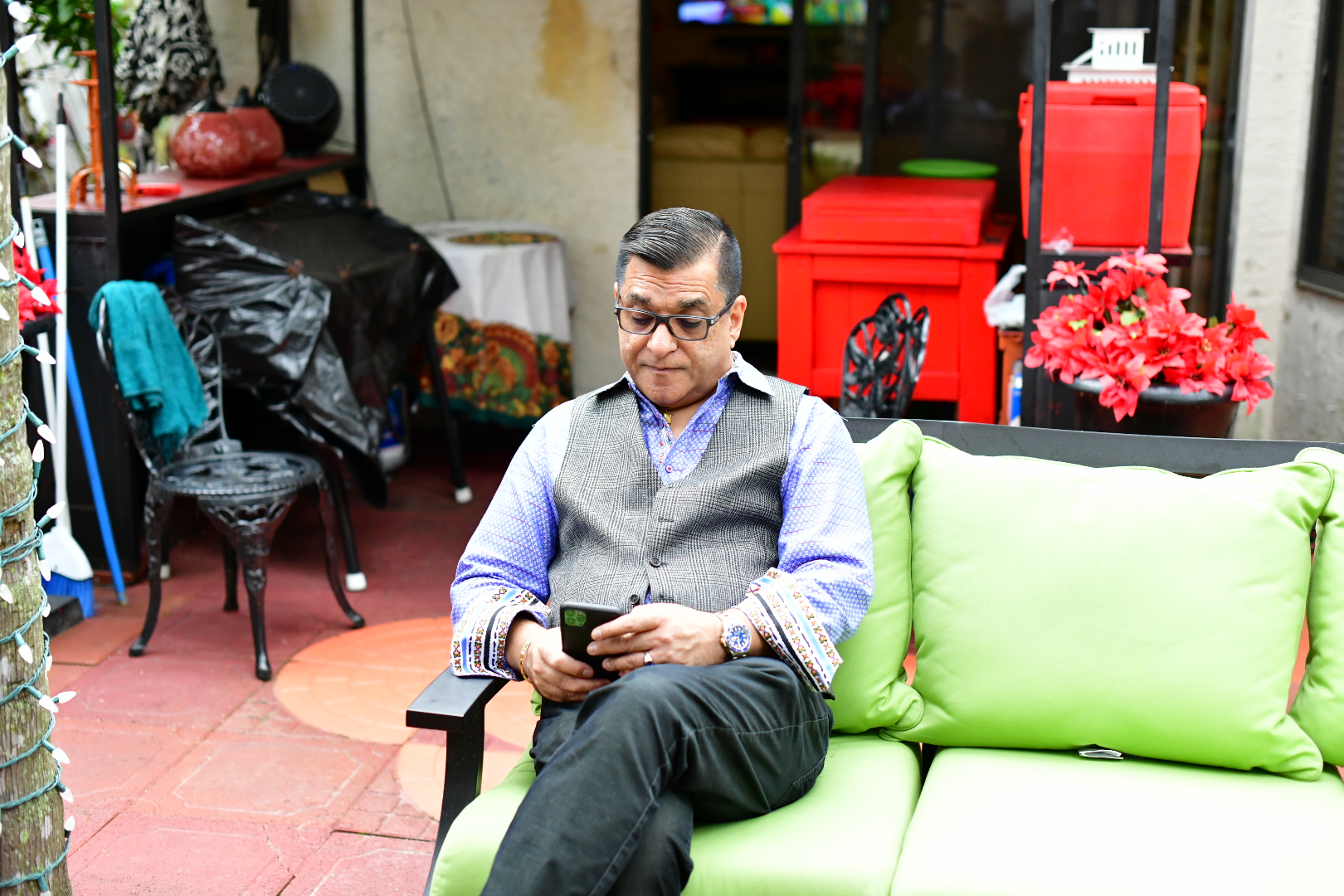 Dad looking at phone 