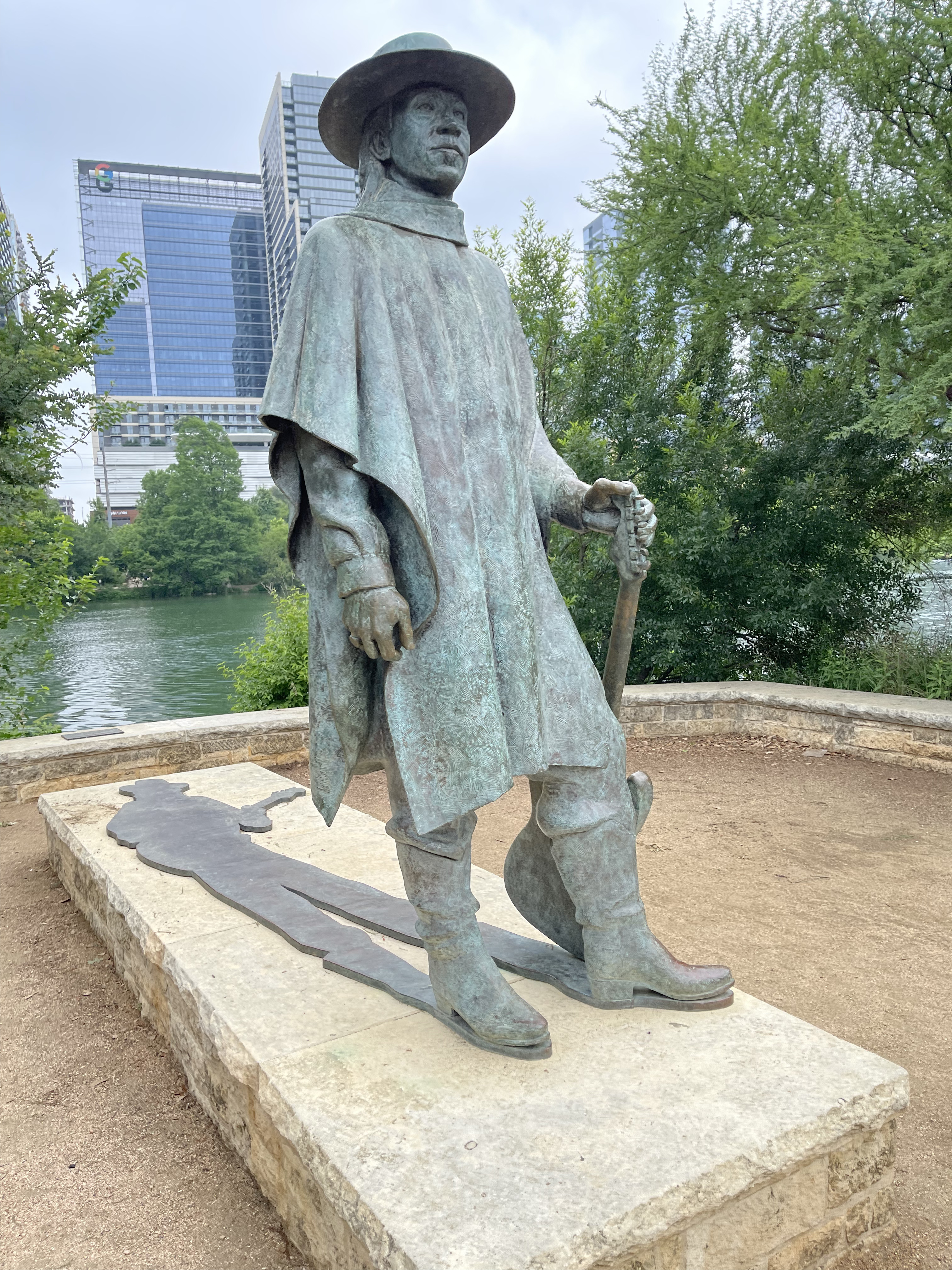 Famous Stevie Ray Vaughan statue in south Austin near Congress Ave.