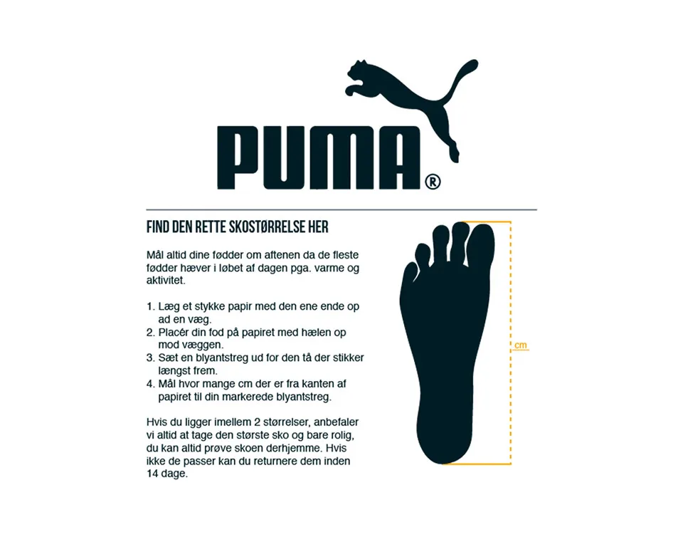 Størrelsesguide PUMA